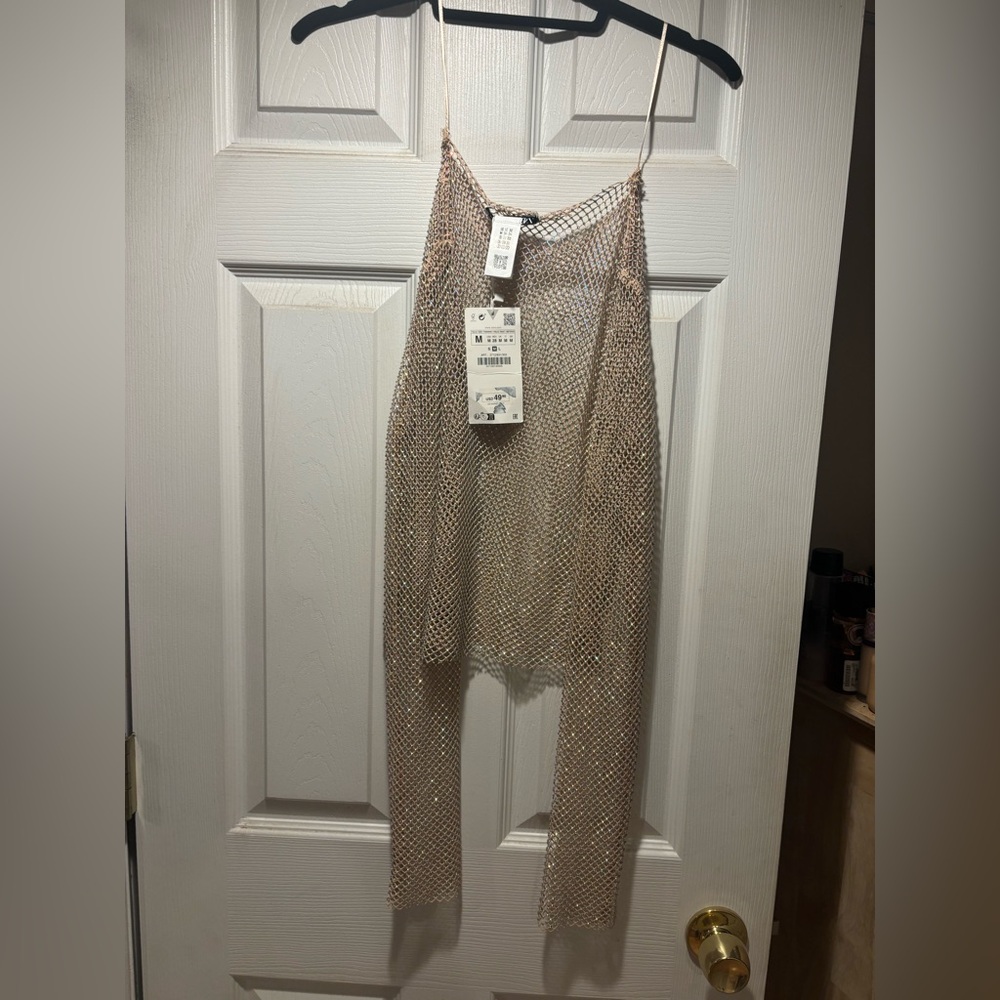 Zara Gold Mesh Cami Top